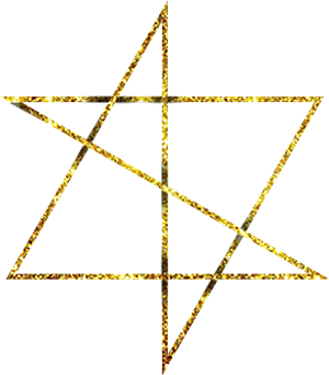 金色一笔画六角星图案