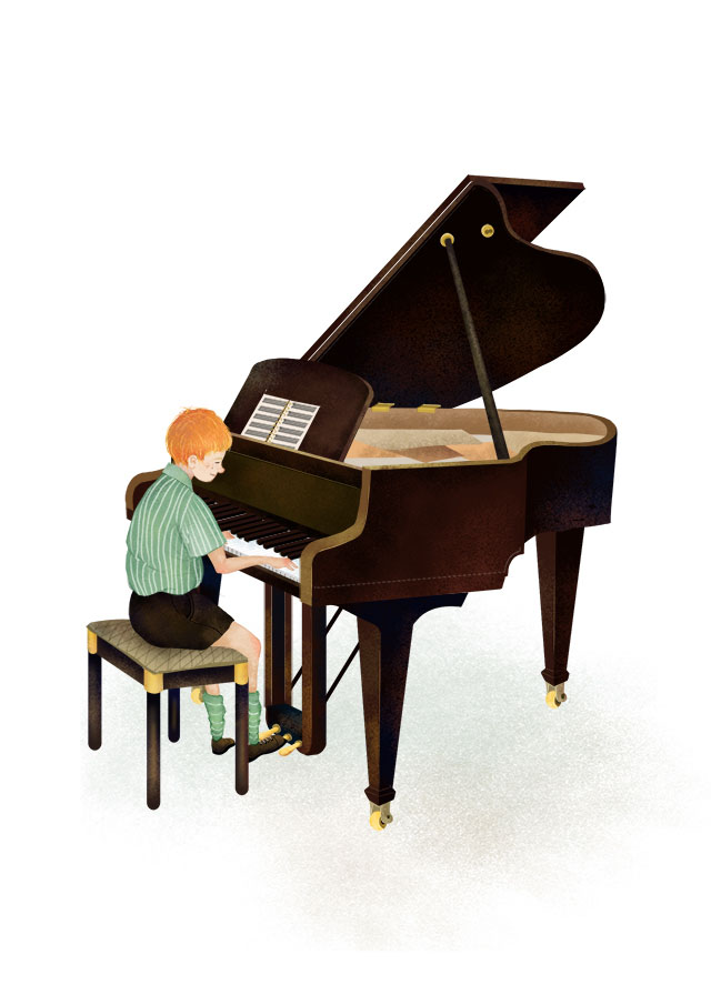 男生弹钢琴漫画图片